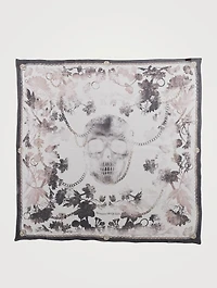 Overprint Bloom Silk Skull Scarf