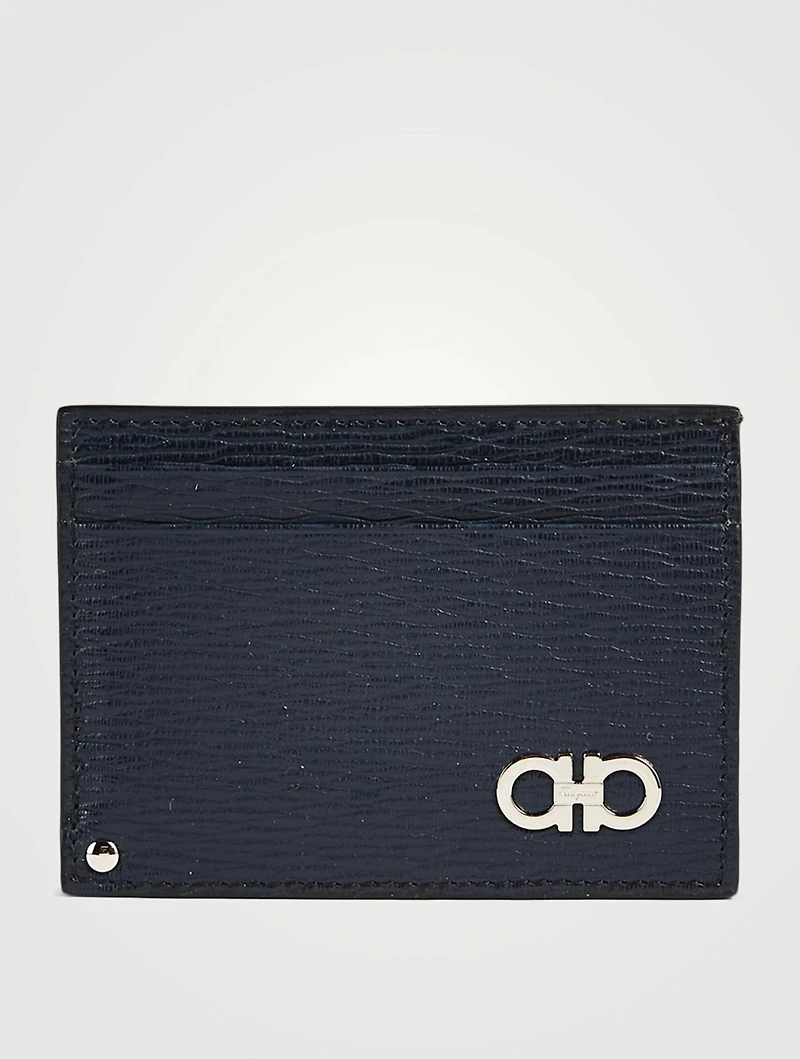 Gancini Leather Card Holder With Pull-Out ID Window
