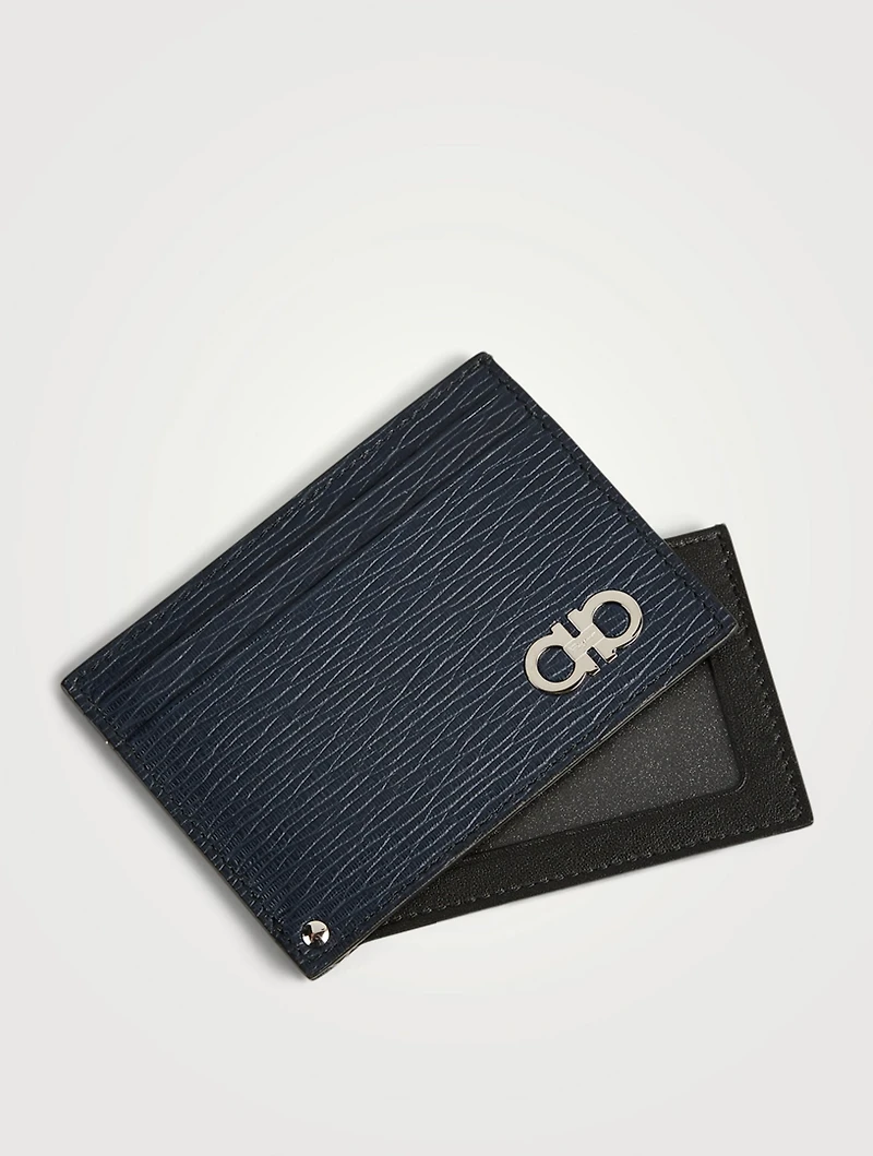 Gancini Leather Card Holder With Pull-Out ID Window