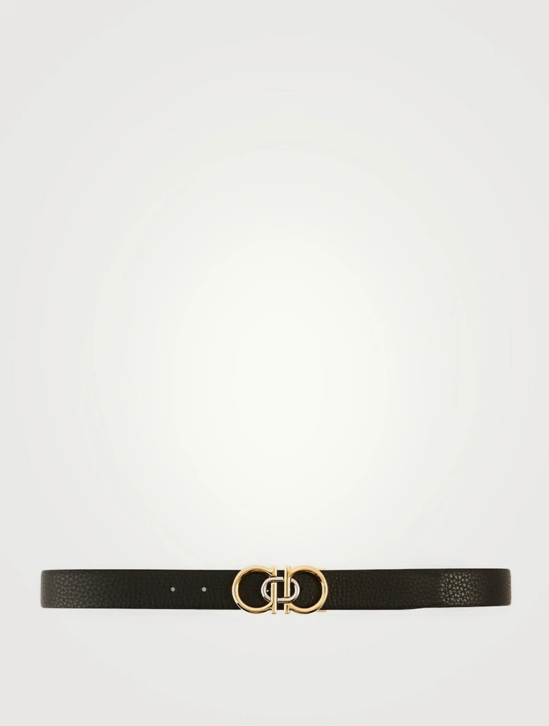 Reversible And Adjustable Leather Gancini Belt
