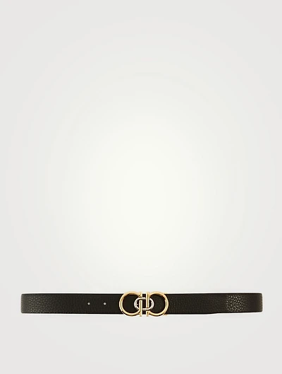 Reversible And Adjustable Leather Gancini Belt