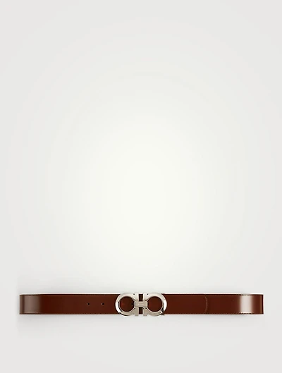Reversible And Adjustable Leather Gancini Belt