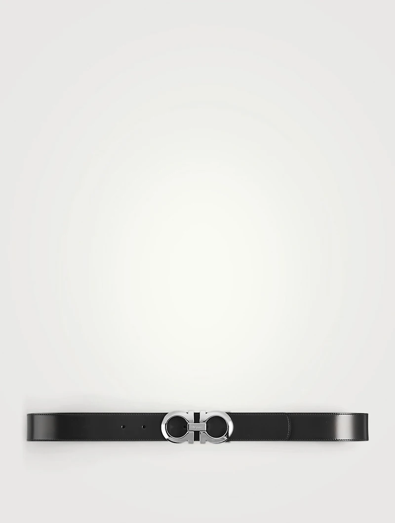 Reversible And Adjustable Leather Gancini Belt