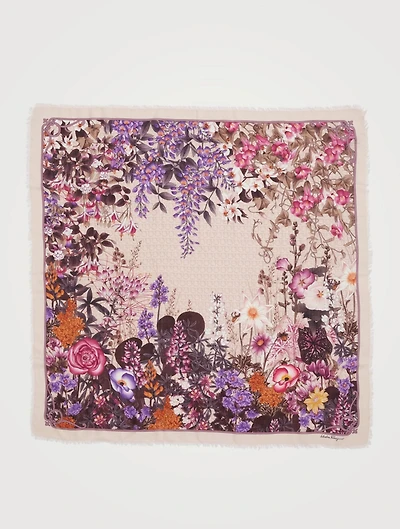 Wool Square Scarf In Giardino Print