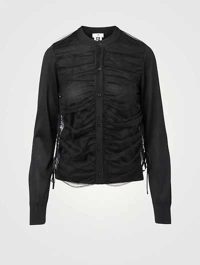 Silk And Nylon Tulle Cardigan