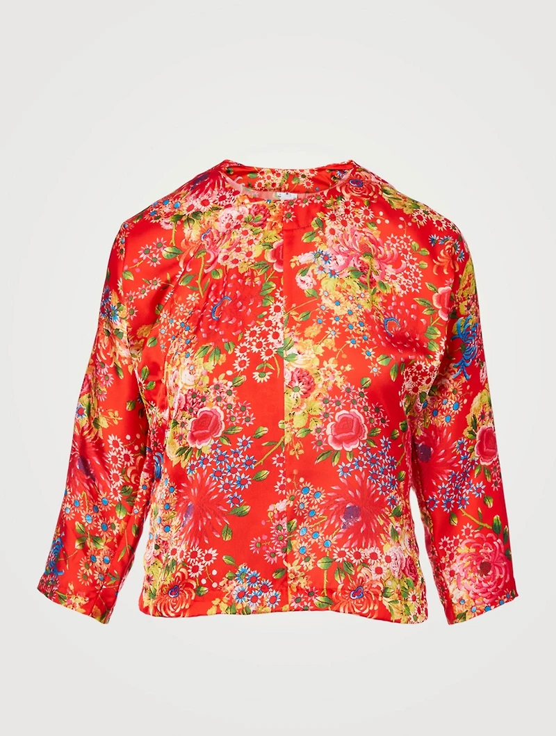 Chiffon Satin Top Floral Print