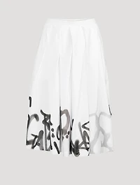 Cotton Midi Skirt Graffiti Paint