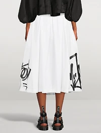 Cotton Midi Skirt Graffiti Paint