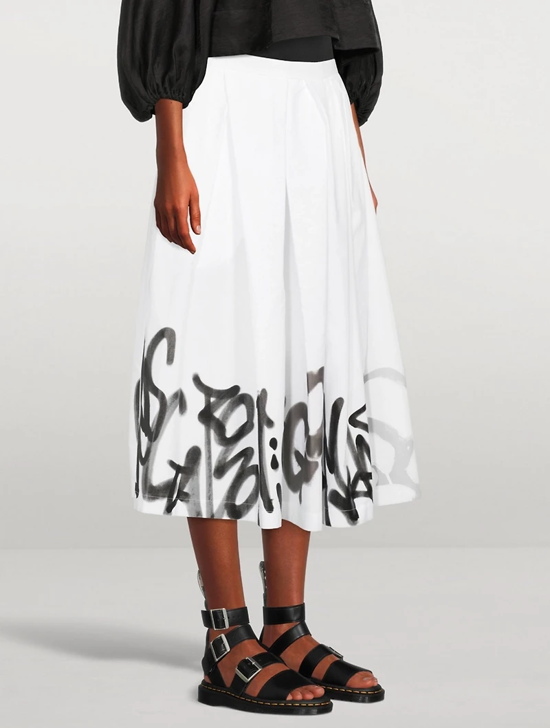 Cotton Midi Skirt Graffiti Paint