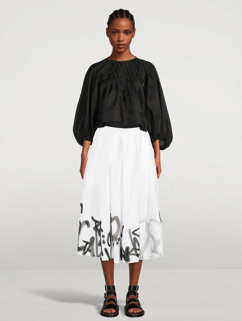 Cotton Midi Skirt Graffiti Paint