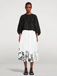 Cotton Midi Skirt Graffiti Paint