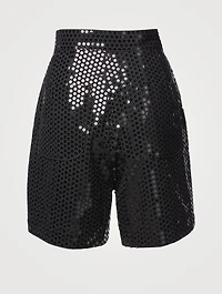 Sequin Embroidered High-Waisted Shorts