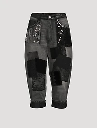 Denim Patchwork Cropped Jeans