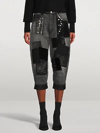 Denim Patchwork Cropped Jeans