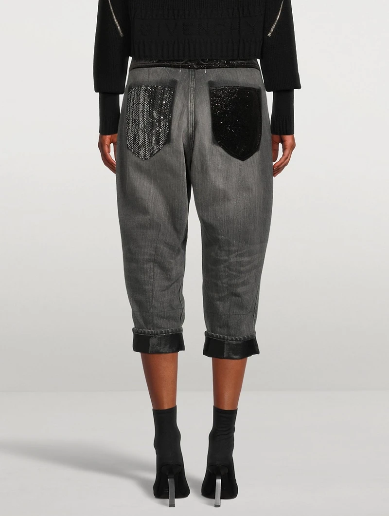 Denim Patchwork Cropped Jeans