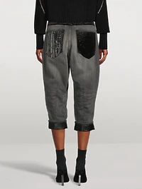 Denim Patchwork Cropped Jeans
