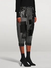 Denim Patchwork Cropped Jeans