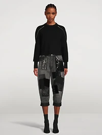 Denim Patchwork Cropped Jeans