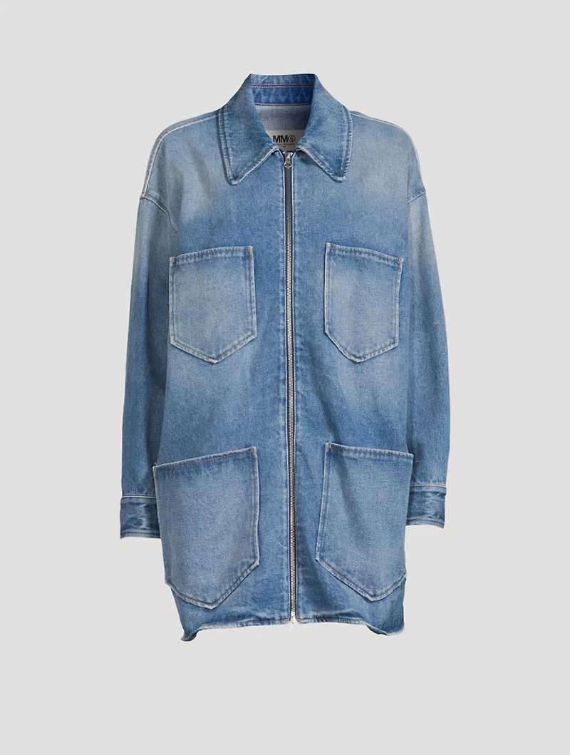 Long Zipped Denim Jacket