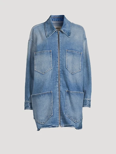 Long Zipped Denim Jacket