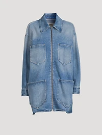 Long Zipped Denim Jacket