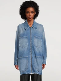 Long Zipped Denim Jacket