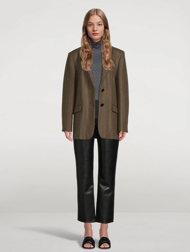 Wool-Blend Blazer Striped Print