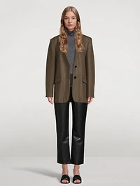 Wool-Blend Blazer Striped Print