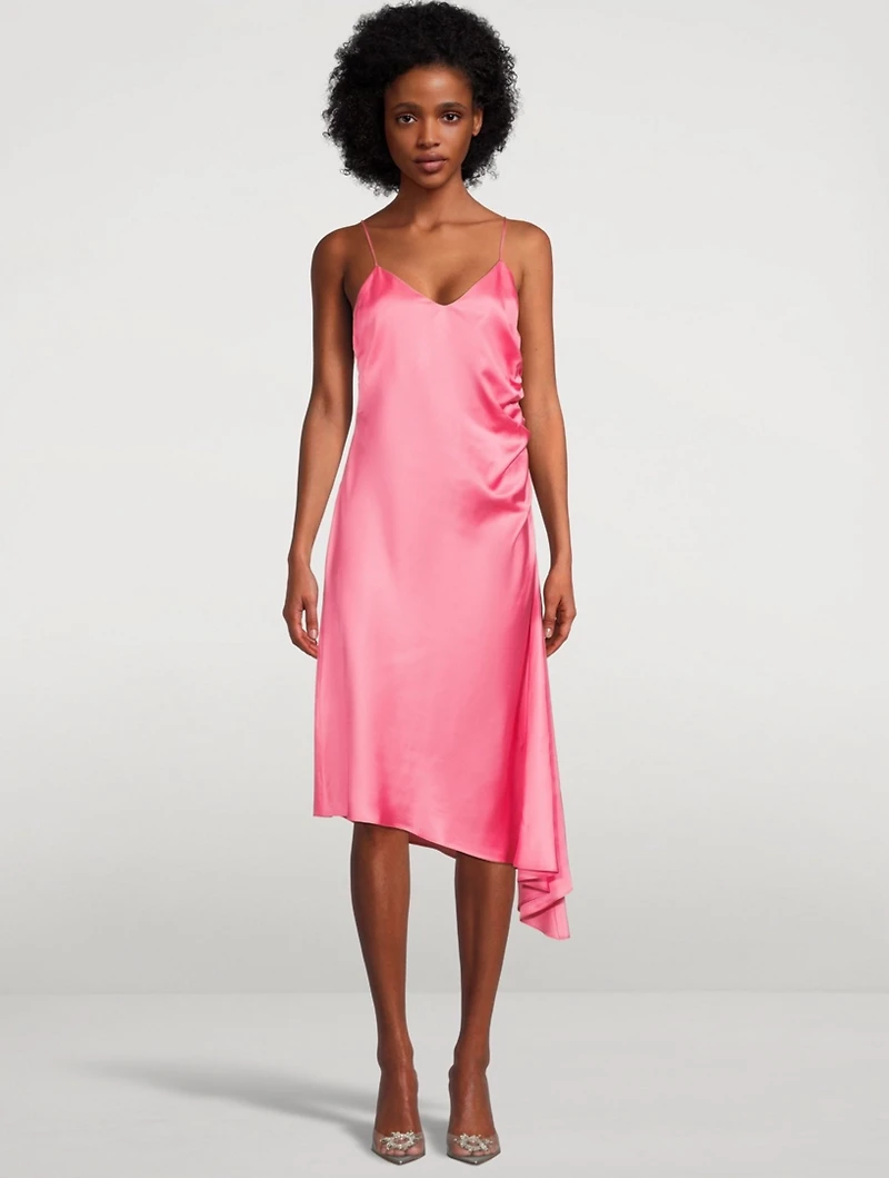 Asymmetrical Slip Midi Dress