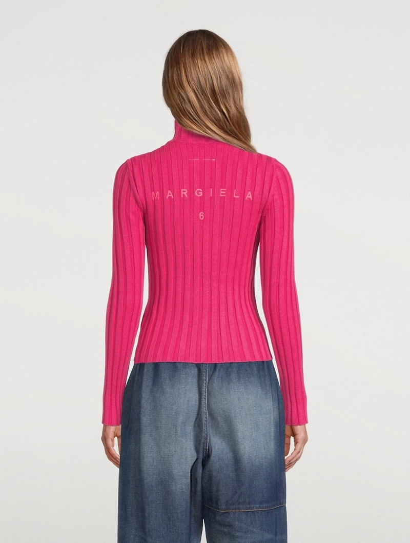 Ribbed Knit Zipped Sweater