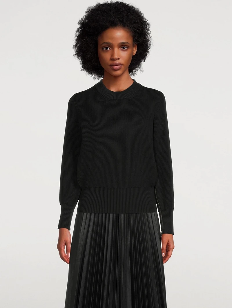Cotton And Wool Ribbed Knit Sweater