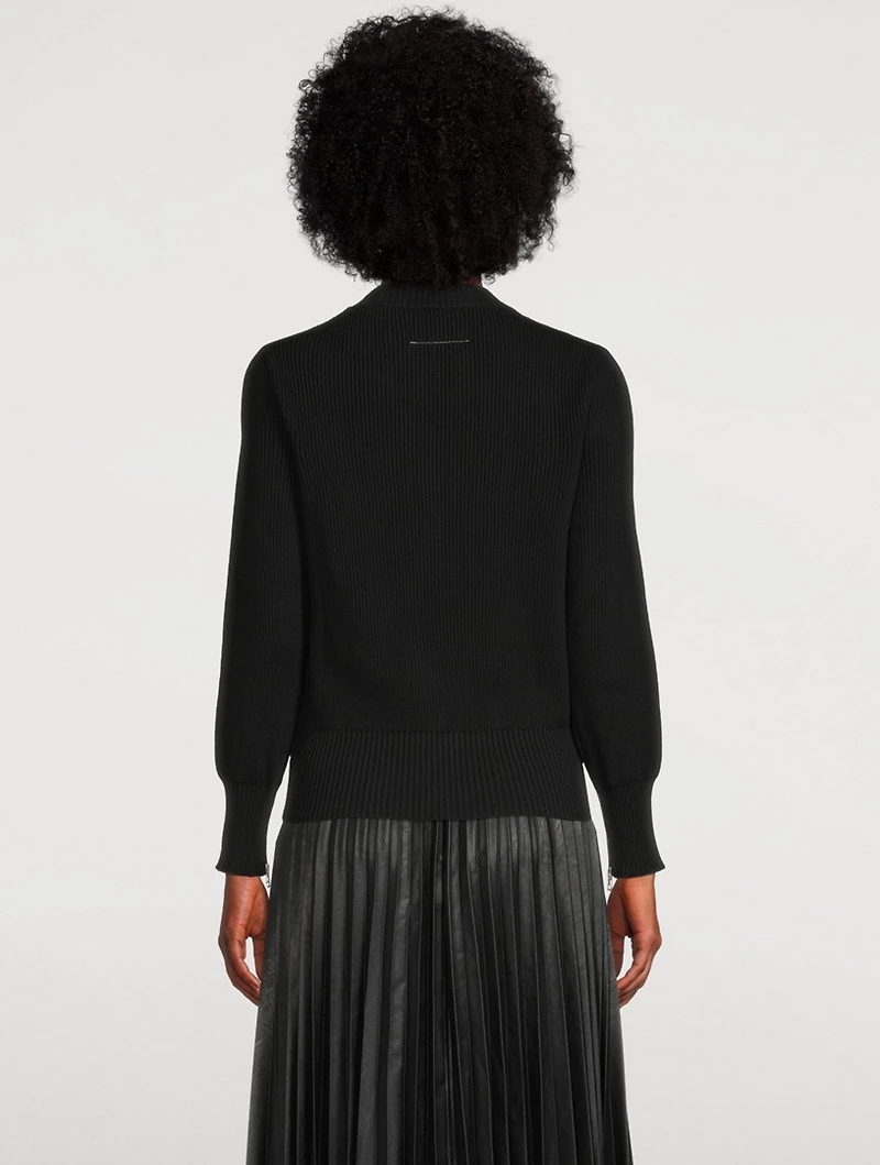 Cotton And Wool Ribbed Knit Sweater
