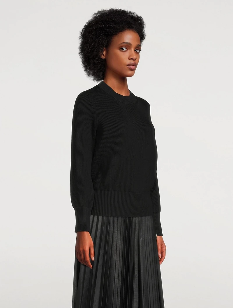 Cotton And Wool Ribbed Knit Sweater