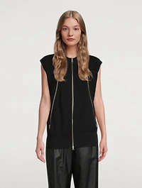 Ribbed Knit Moto Vest