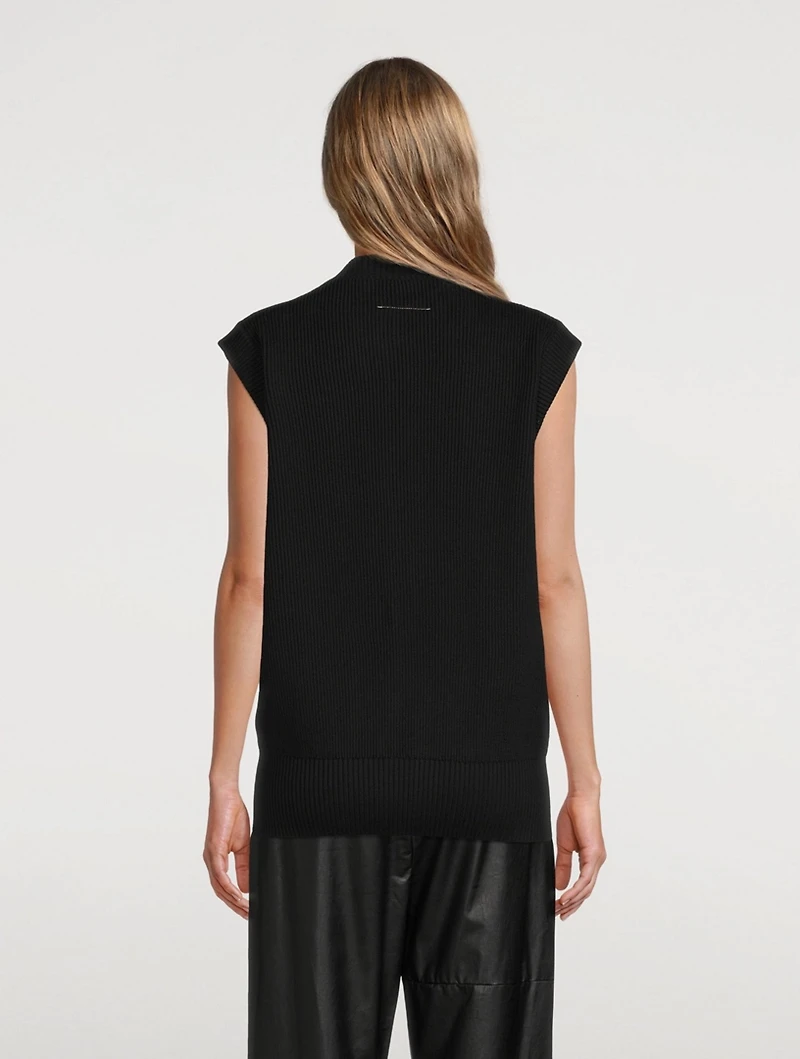 Ribbed Knit Moto Vest