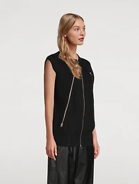 Ribbed Knit Moto Vest