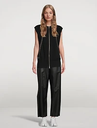 Ribbed Knit Moto Vest