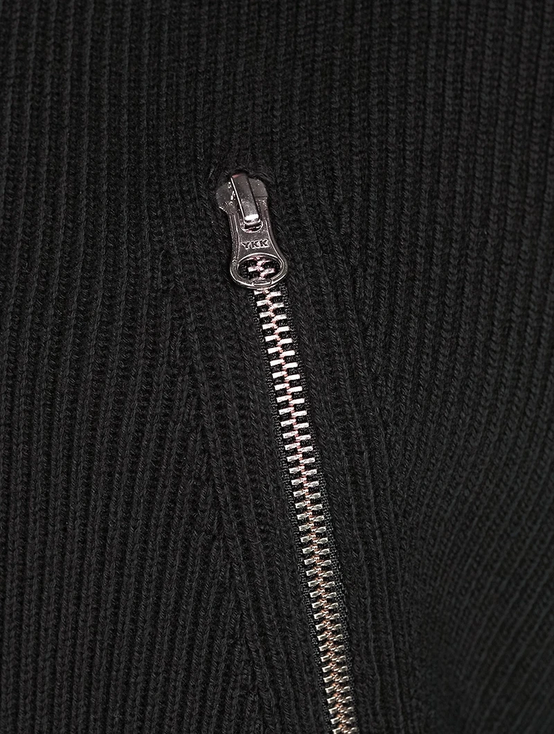 Ribbed Knit Moto Vest