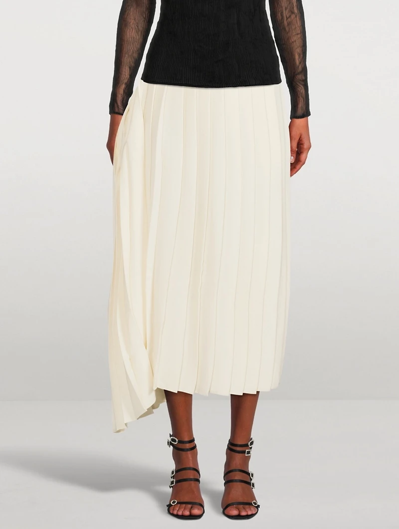 Asymmetrical Pleated Midi Skirt