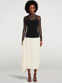 Asymmetrical Pleated Midi Skirt