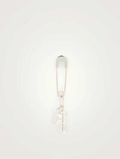 Sterling Silver Safety Pin Pill Charm Earring