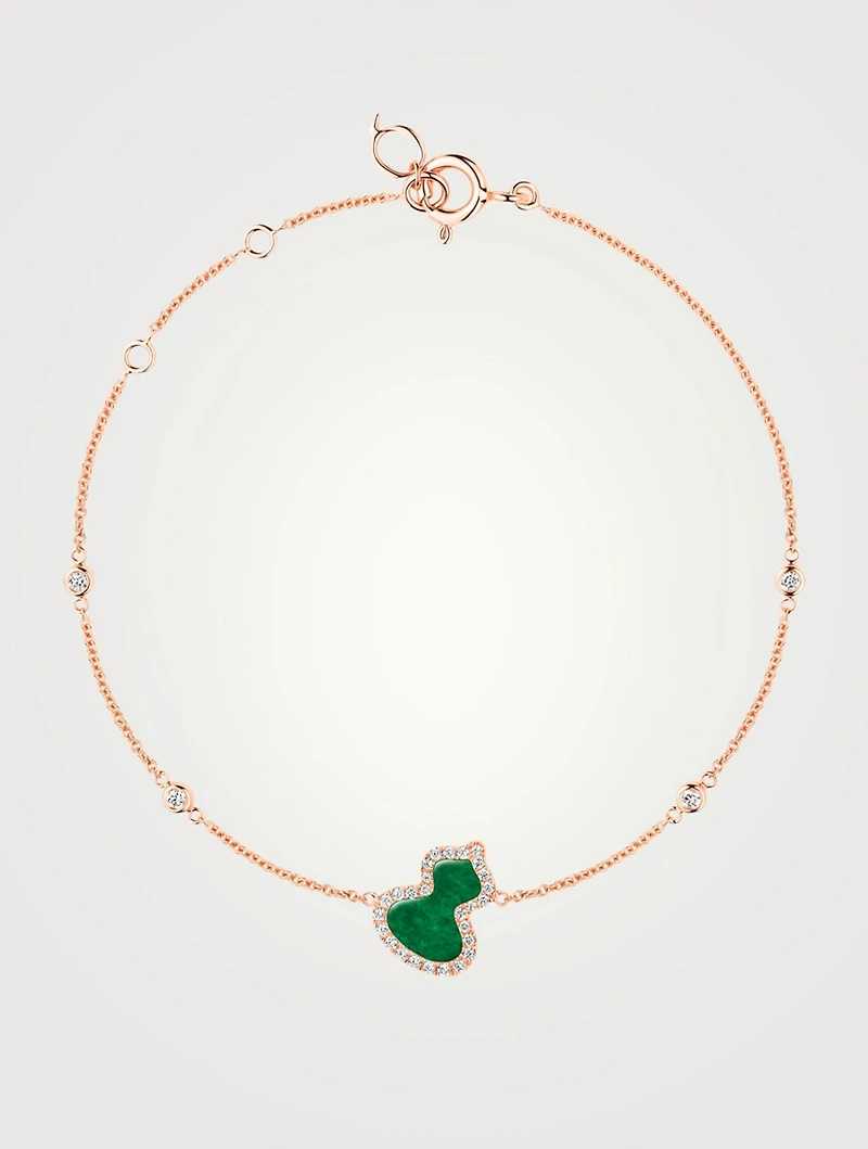 Petite Wulu 18K Rose Gold Bracelet With Diamonds And Jade