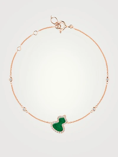 Petite Wulu 18K Rose Gold Bracelet With Diamonds And Jade