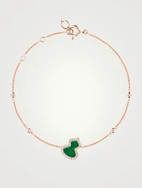 Petite Wulu 18K Rose Gold Bracelet With Diamonds And Jade