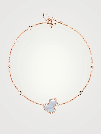 Petite Wulu 18K Rose Gold Bracelet With Diamonds And Mother Of Pearl