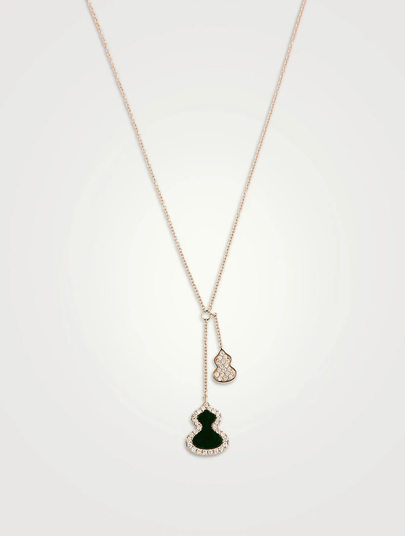 Petite Wulu 18K Rose Gold Necklace With Diamonds And Jade