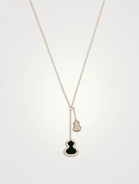 Petite Wulu 18K Rose Gold Necklace With Diamonds And Jade