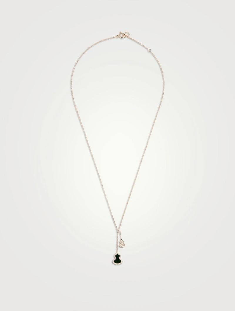 Petite Wulu 18K Rose Gold Necklace With Diamonds And Jade