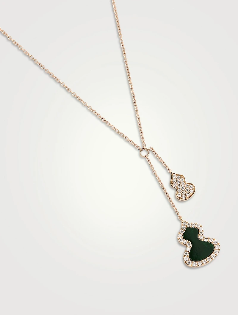 Petite Wulu 18K Rose Gold Necklace With Diamonds And Jade