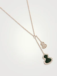 Petite Wulu 18K Rose Gold Necklace With Diamonds And Jade